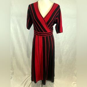 Sami & Jo red and black colorblock wrap top midi sweater dress size large